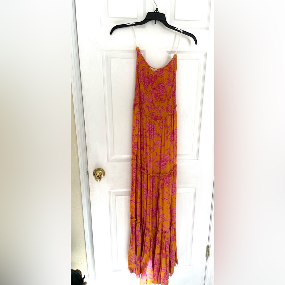 Abel The Label strapless Orange and Pink Maxi Sundress